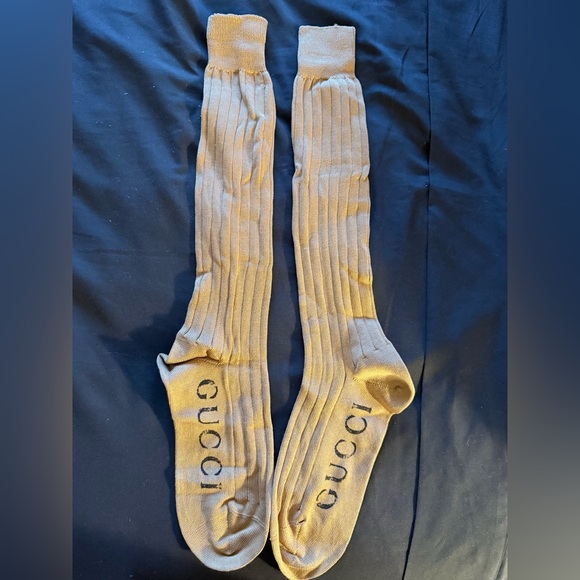 Gucci Other - Gucci Light Tan Ribbed Knee-High Socks